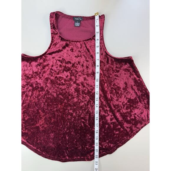 VTG Rue 21 Womens Velvet Flowy Tank M Red Goth Y2K 90s Grunge Boho Beachy Fairy - Picture 7 of 12
